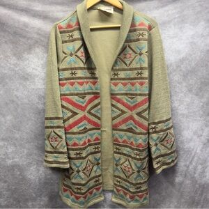 Savannah Jane Open Cardigan Western Southwestern Aztec Print Long Size Small
